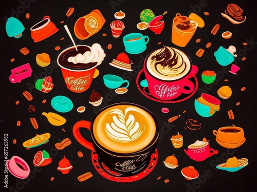 seamless pattern with coffee cups photo