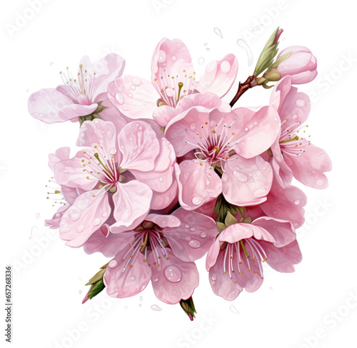 Watercolor illustration of sakura blossom. Generative AI, png