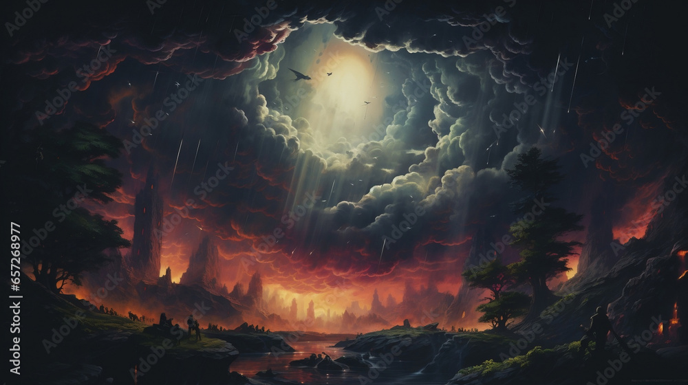 Naklejka premium Dunkler Himmel mit LIcht