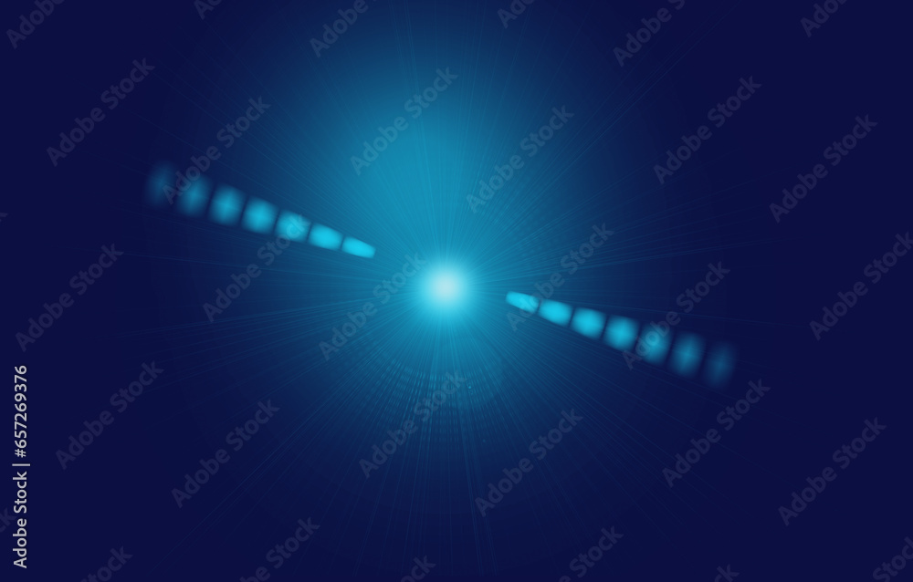 Abstract blue lens flare light effect background