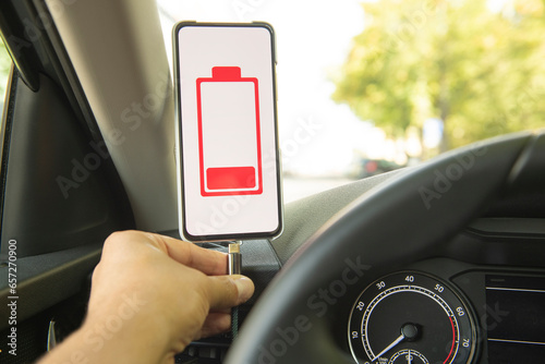Charging gadgets in the car, discharged battery and connecting to USB type C.