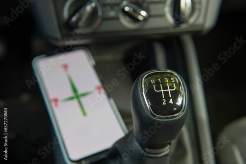 Driving a car with a manual transmission. Errors and inability of beginners in shifting gears.