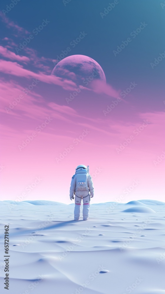 Astronaut walking in the desert with a sack Ai generated art