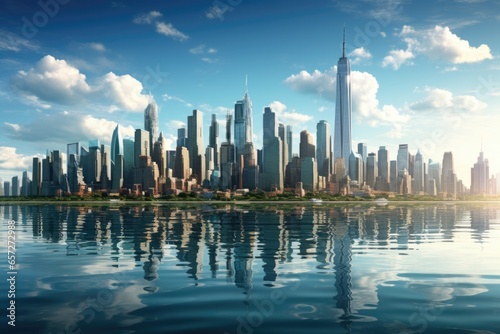 City with high-rise buildings on the ocean