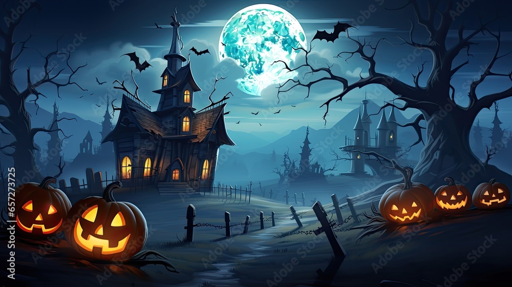 A frightening and creepy Halloween illustration depicting an ancient, dilapidated house. A frightening and creepy Halloween illustration depicting an ancient, dilapidated house.