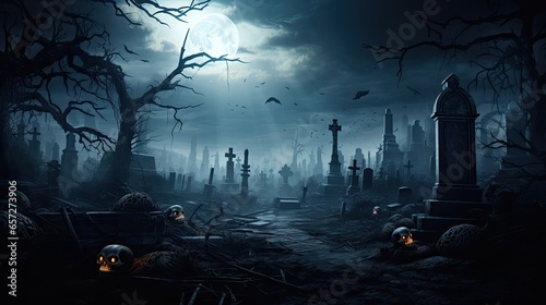 Illustration of a creepy and atmospheric Halloween background.