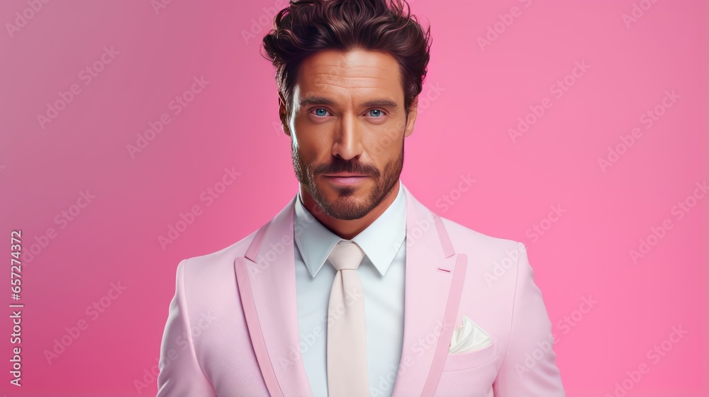 Happy and Attractive Man Wearing Pastel Color Suit with Beautiful Vibrant Background Happy and Attractive Man Wearing Pastel Color Suit with Beautiful Vibrant Background