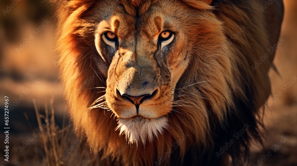 Beautiful close-up photograph of a majestic lion Ai generated art