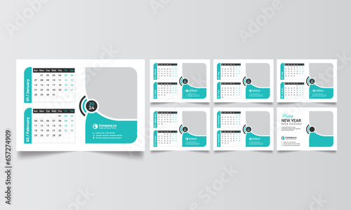 2024 Desk Calendar Design Vector Template.