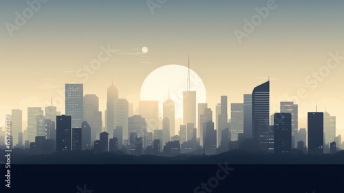 city skyline at sunset. Generative AI