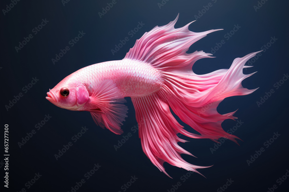 Pink rooster fish with a big tail