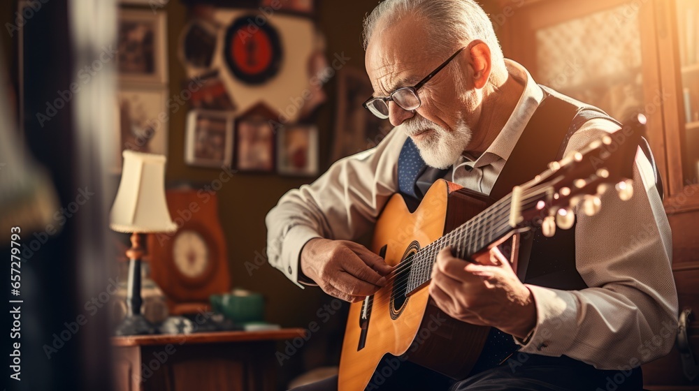 Obraz premium man with guitar. Generative AI . Generative AI 