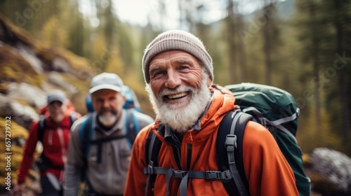 couple hiking in the mountai. Generative AI ns