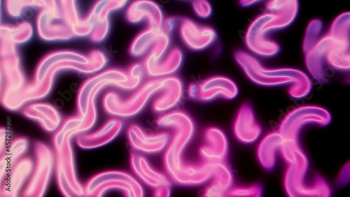 Thick glowing pink squiggles and curves slowly melting into each other as they move.