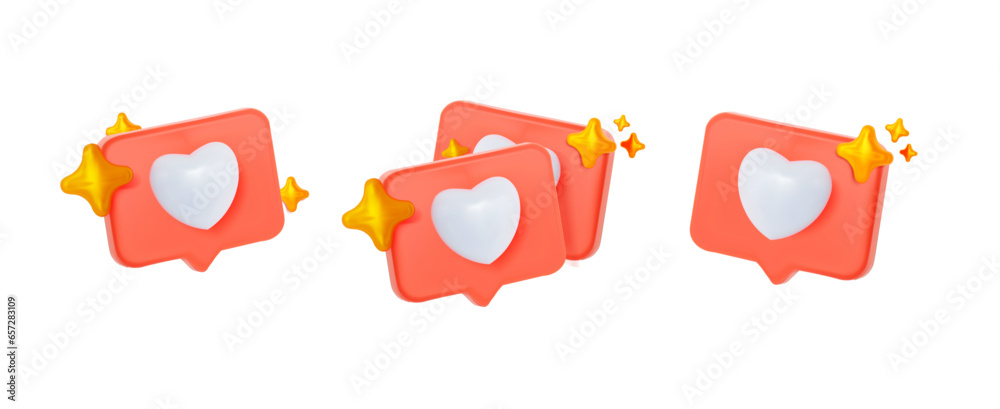 3D like heart button symbols with elements gold stars. Social media concept. heart shape social media notification. 3d vector images. 3D like heart button symbols with elements gold stars. Social media concept. heart shape social media notification. 3d vector images.