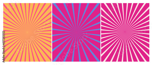 set of sunburst background in retro trendy pink and blue colors, 60s 70s 80s abstract poster.jpg