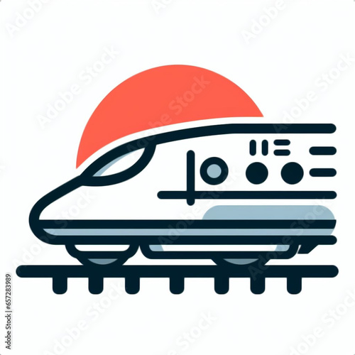 Icon of  a japanese shinkansen, high speed train on railways