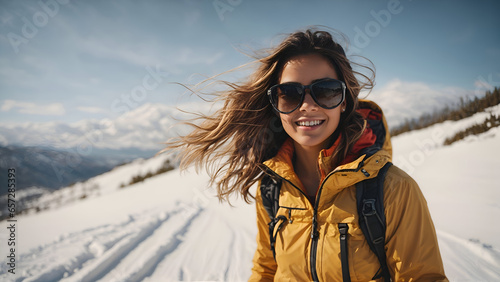 woman in ski resort