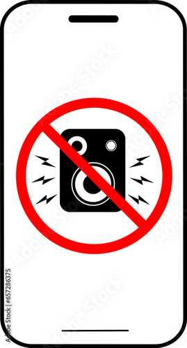 vector illustration of music ban on transparent background