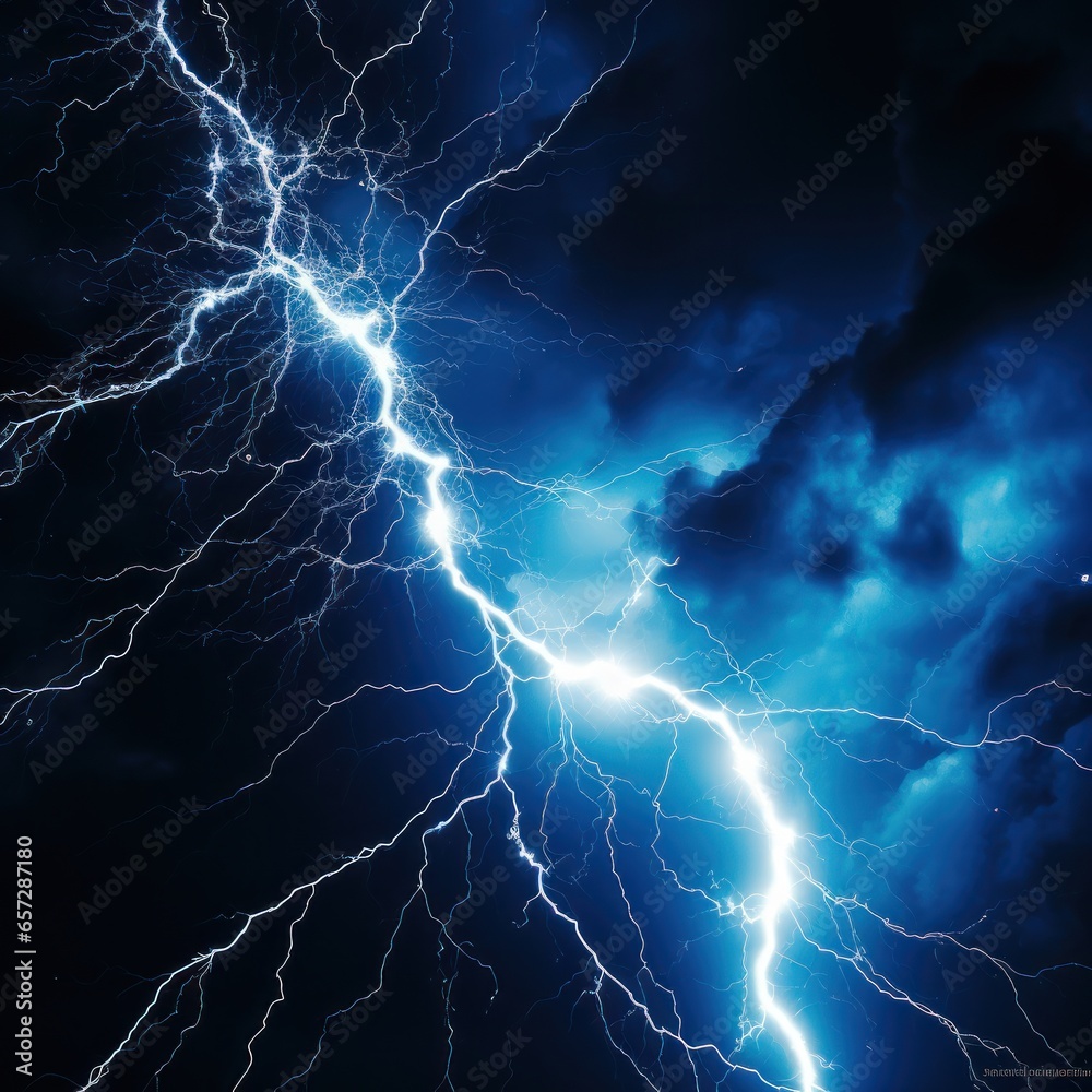 Electricity Charges the Sky with Lightning and Thunder on a Dark Night