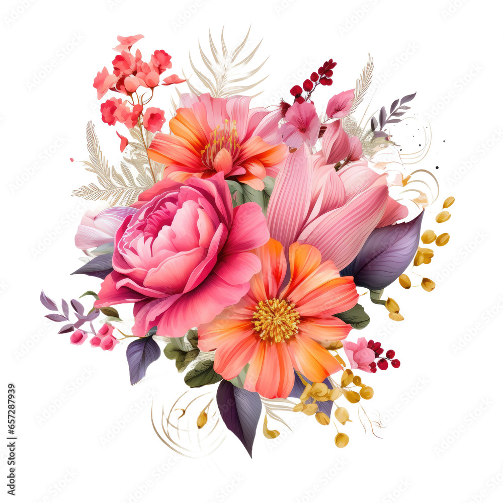 Obraz premium Bouquet floral Illustrations flower on transparent background