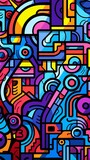 Coloring page in colorful vibrant colors geometric Ai generated art