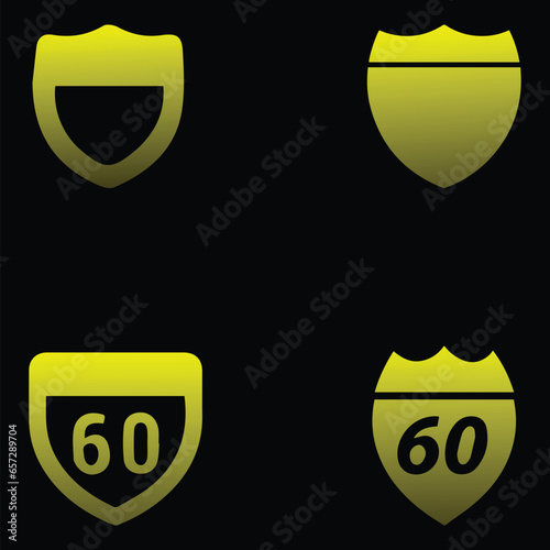 Route Interstate Icons - Usually consists of symbols representing interstate highways. These icons often depict the iconic shield shape used for interstate road signs in the United States. 