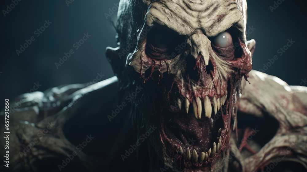 Obraz premium A creepy ghoul in the dark. A terrifying invented creature for a horror work.