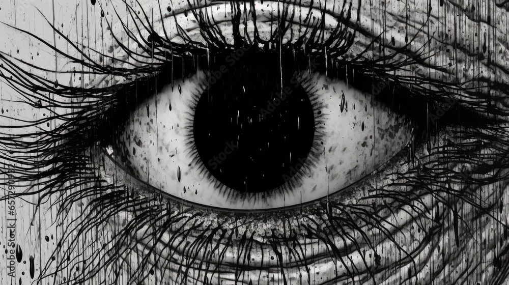 Obraz premium Close-up eye. Wide open eye in close up.
