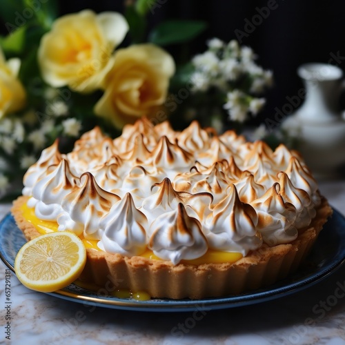 Lemon meringue pie with fluffy peaks, a light and citrusy indulgence
