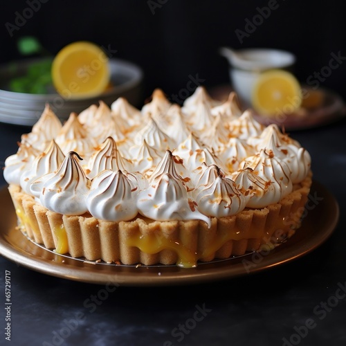 Lemon meringue pie with fluffy peaks, a light and citrusy indulgence