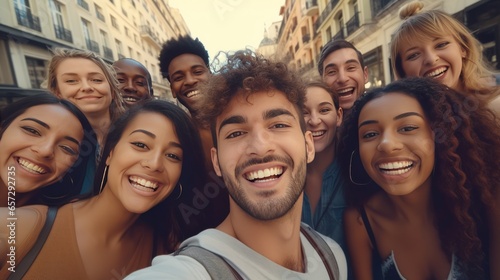 A group of young people capturing a fun moment with a selfie