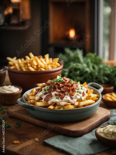 Homemade Bacon Cheddar Ranch Loaded French Fries