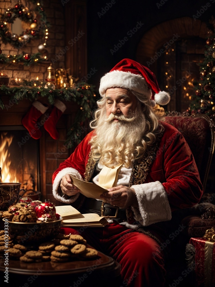 santa claus with christmas letters