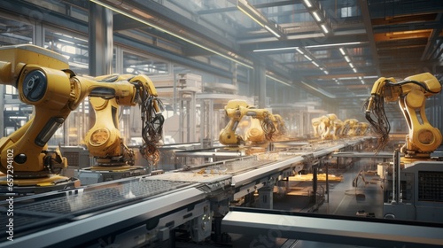  a serene environment where robotic arms and conveyor belts perform intricate tasks with grace, exemplifying the limitless potential of Automation