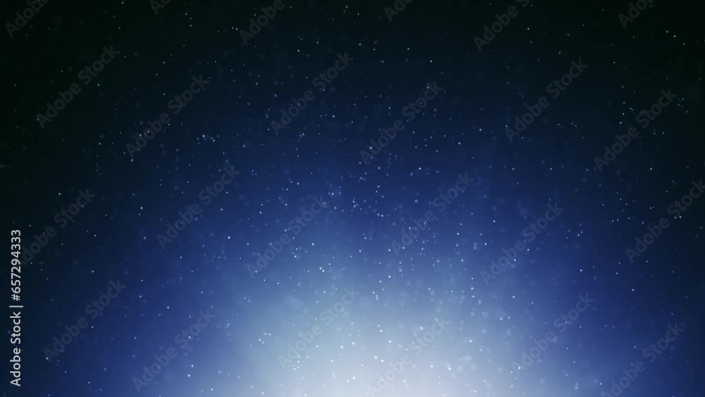 Abstract 3d dot particles loop rotation motion on dark blue background. Concept Christmas and New Years copy space animation.