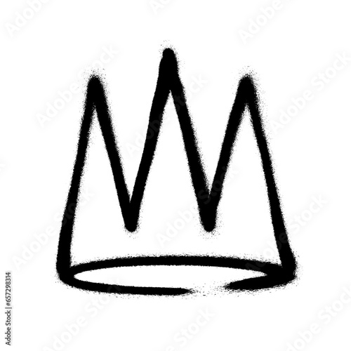 Sprayed crown with overspray in black over white. Vector illustration.