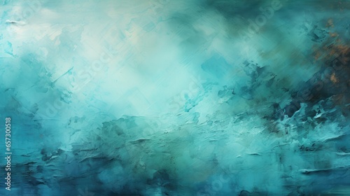 Abstract blue background pattern in grunge texture design, blue green and turquoise colors in mottled grungy painted illustration © OGUZHAN STOCK