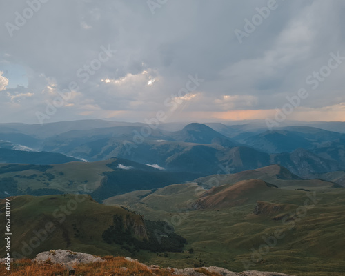 Bermamyt plateau at sunset in the Caucasus