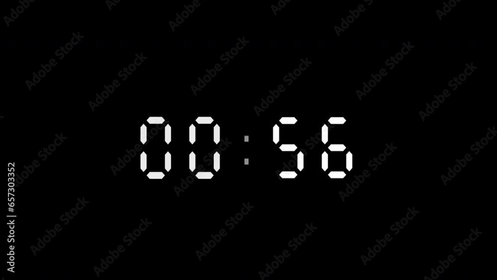 1 minute digital clock countdown timer animation, countdown timer animation