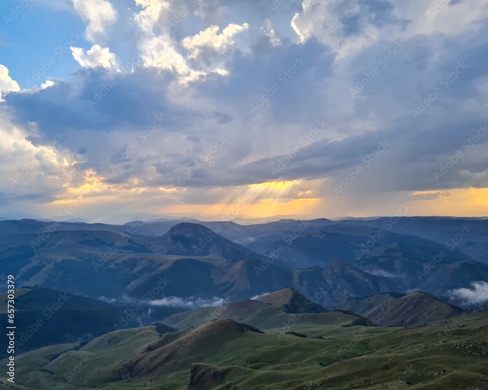Bermamyt plateau at sunset in the Caucasus
