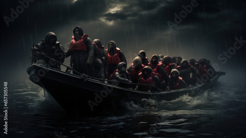 International Migrant Day Migrant workers migrate by boat across the sea.