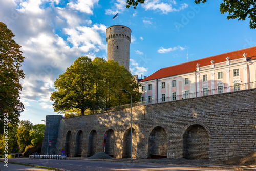 Long Herman tower in old town, Tallinn, Estonia photo