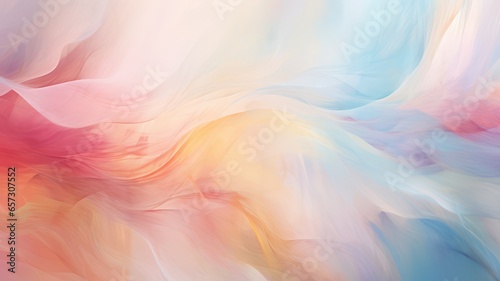 Soft blurred acrylic waves background with red, white, yellow and blue created with Generative AI © mg photo