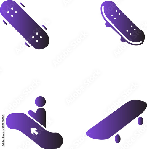 Skateboard Icons - Cool and Dynamic Skateboard Icons - Stylish Designs Representing Skateboarding Culture, Urban Lifestyle, and Adventure. Perfect for Skateboard Shops, Extreme Sports Blogs.
