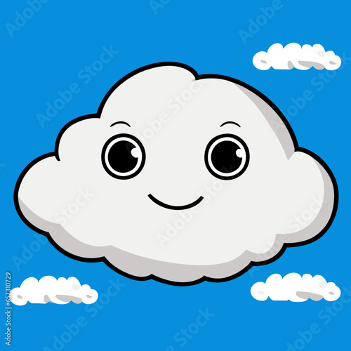 Happy Cloud Emoji Style Icon Design