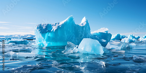 arctic ocean with floating icebergs