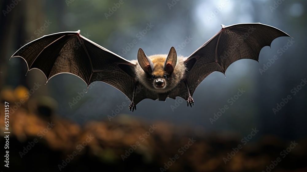  a bat flying through the air with its wings spread out.  generative ai - obrazy, fototapety, plakaty 
