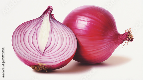 A Hyper-Realistic Isolated Red Onion Illustration with Incredible Detail
