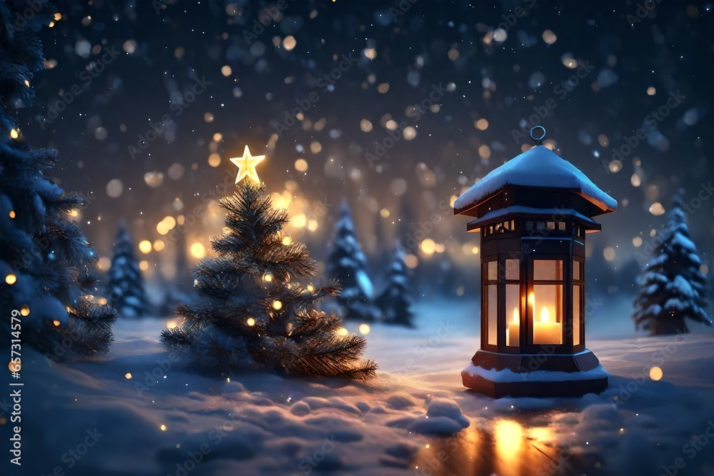 christmas lantern in the snow christmas lantern in the snow